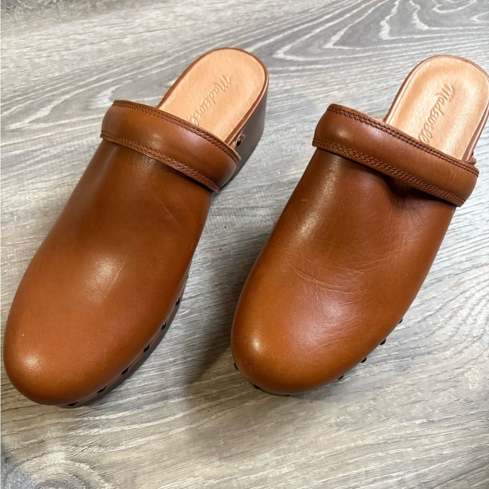 Madewell Brown Leather Clog Mules